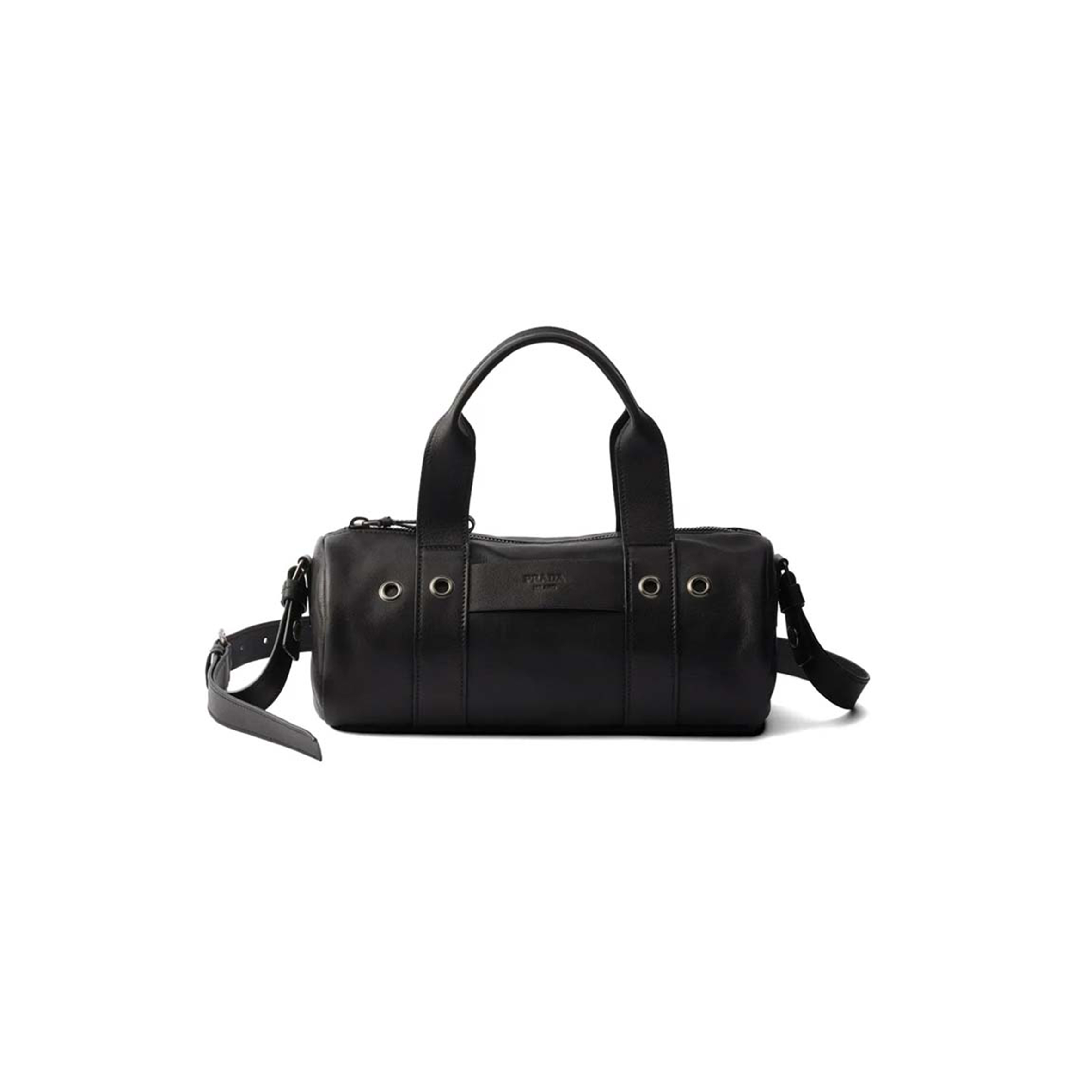 PRADA BLACK ROUTE LARGE LEATHER TOP HANDLE BAG 1BB161 (28.5*12*12cm)